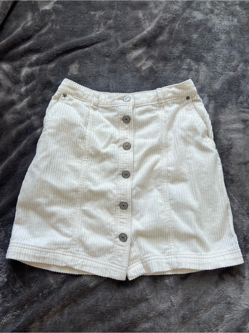 Abercrombie & Fitch Cream Button-Front Cord Skirt
